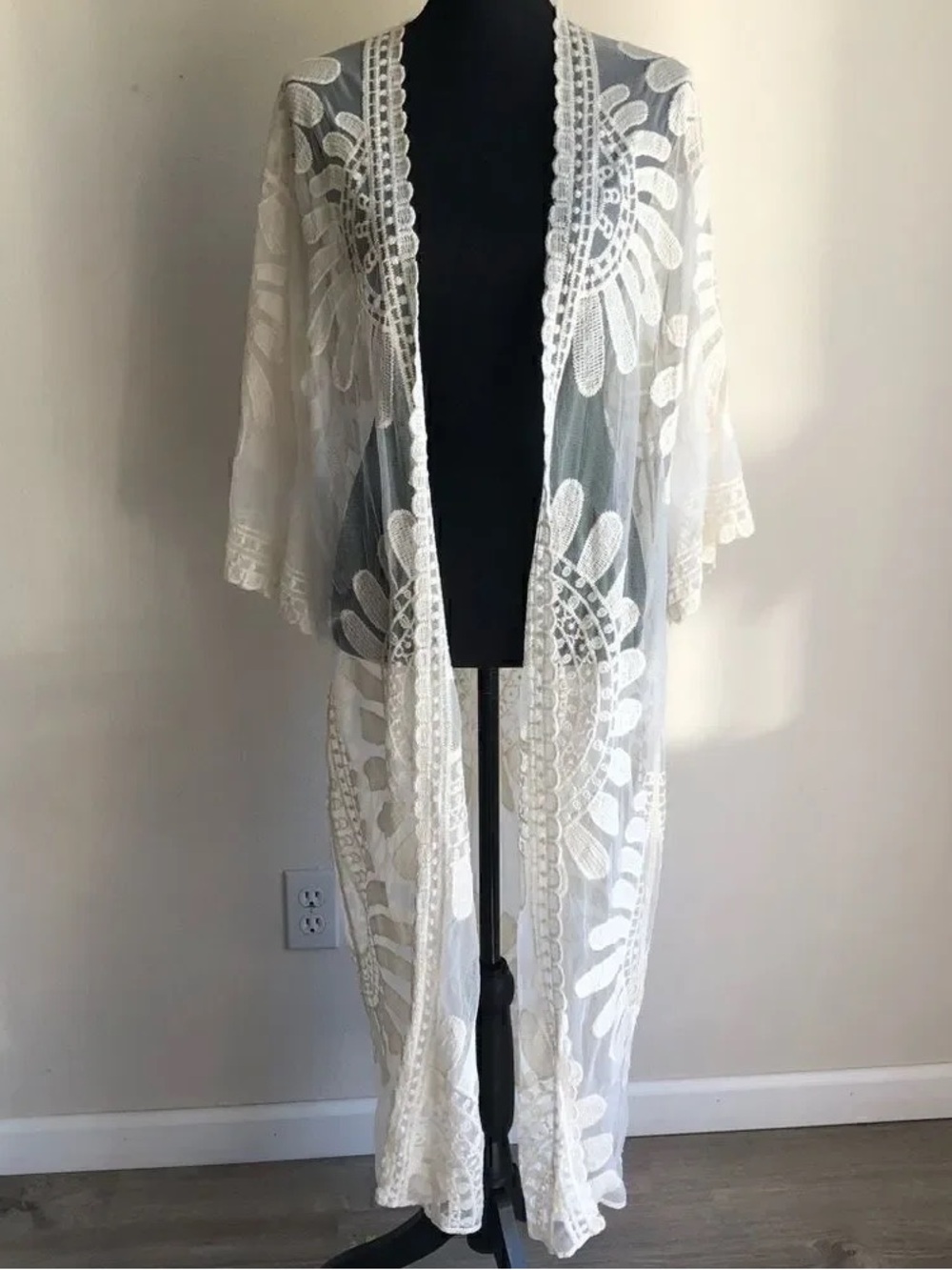 White Lace Kimono Cardigan - Women Jackets & Coats